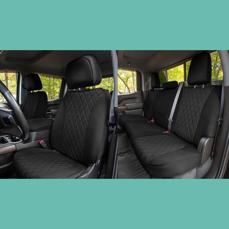 FH Group Neoprene Custom Fit Seat Covers for 2019-2023 GMC Sierra 1500 2500HD 3500HD Base to SLE - DMCM5009BLACK-FULL