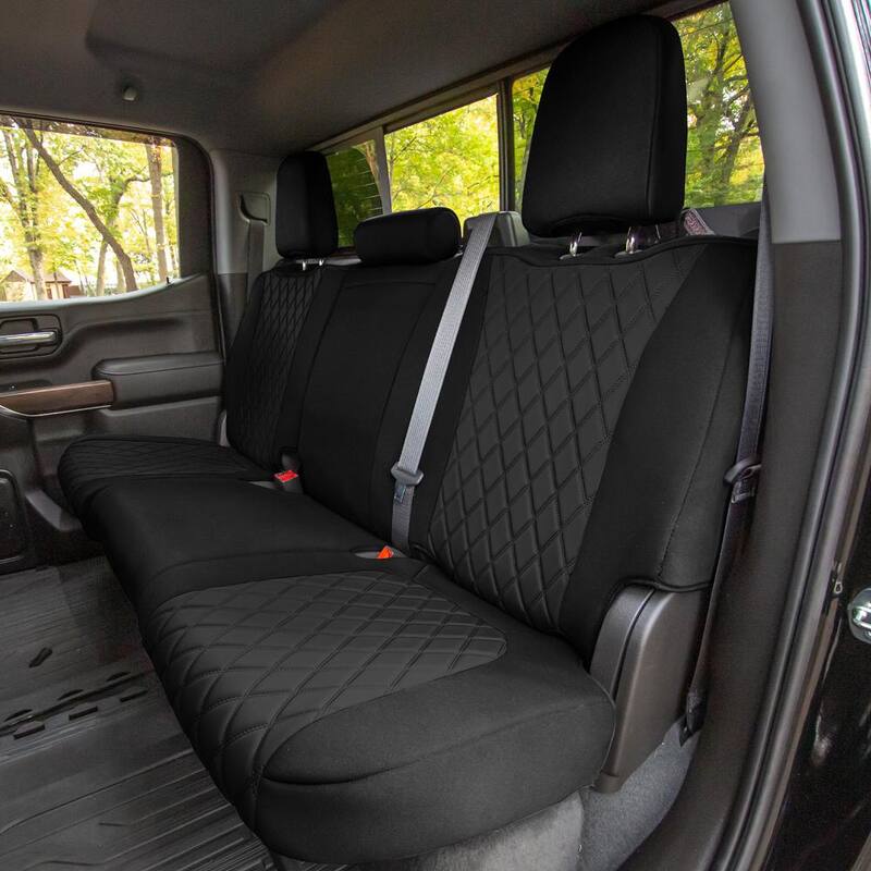FH Group Neoprene Custom Fit Seat Covers for 2019-2023 GMC Sierra 1500 2500HD 3500HD Base to SLE - DMCM5009BLACK-FULL