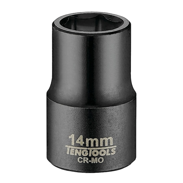 Teng Tools 14MM 1/2 Inch Drive ANSI 6 Point Metric Shallow Chrome Molybdenum Impact Socket - 920514AN