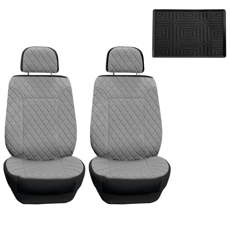 FH Group Prestige79 47 in. x 1 in. x 23 in. Diamond Stitch Neosupreme Front Car Seat Cover Set - DMFB079102GRAY