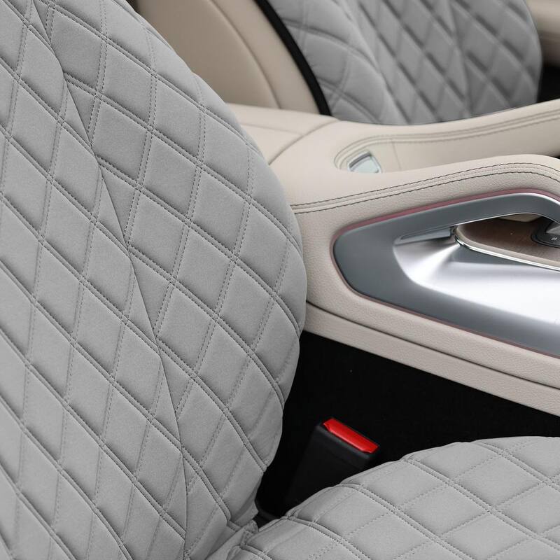 FH Group Prestige79 47 in. x 1 in. x 23 in. Diamond Stitch Neosupreme Front Car Seat Cover Set - DMFB079102GRAY