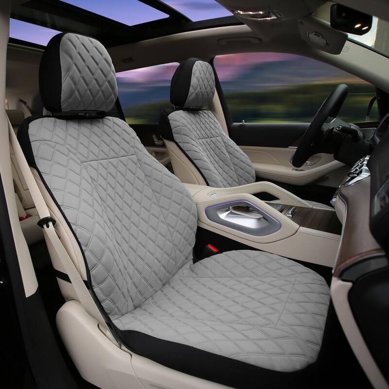 FH Group Prestige79 47 in. x 1 in. x 23 in. Diamond Stitch Neosupreme Front Car Seat Cover Set - DMFB079102GRAY