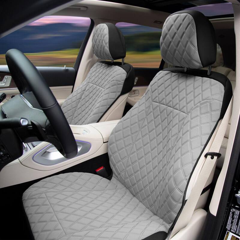 FH Group Prestige79 47 in. x 1 in. x 23 in. Diamond Stitch Neosupreme Front Car Seat Cover Set - DMFB079102GRAY