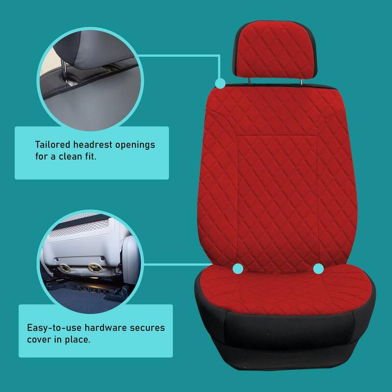 FH Group Prestige79 47 in. x 1 in. x 23 in. Diamond Stitch Neosupreme Front Car Seat Cover Set - DMFB079102GRAY