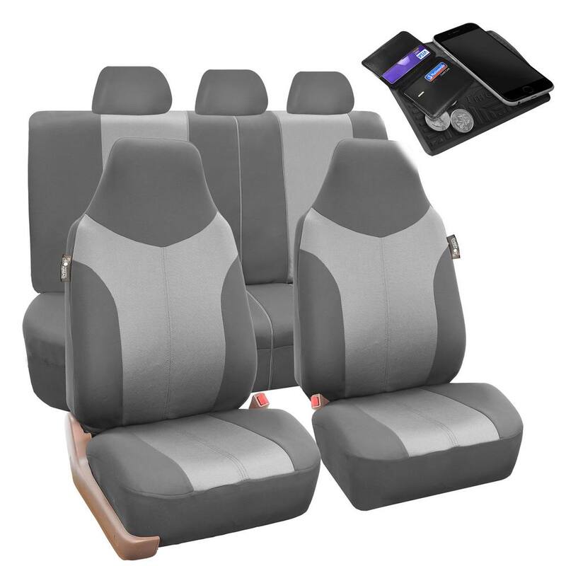 FH Group Supreme Twill Fabric 47 in. x 23 in. x 2 in. Universal Fit Full Set Car Seat Covers - DMFB101GRAY115