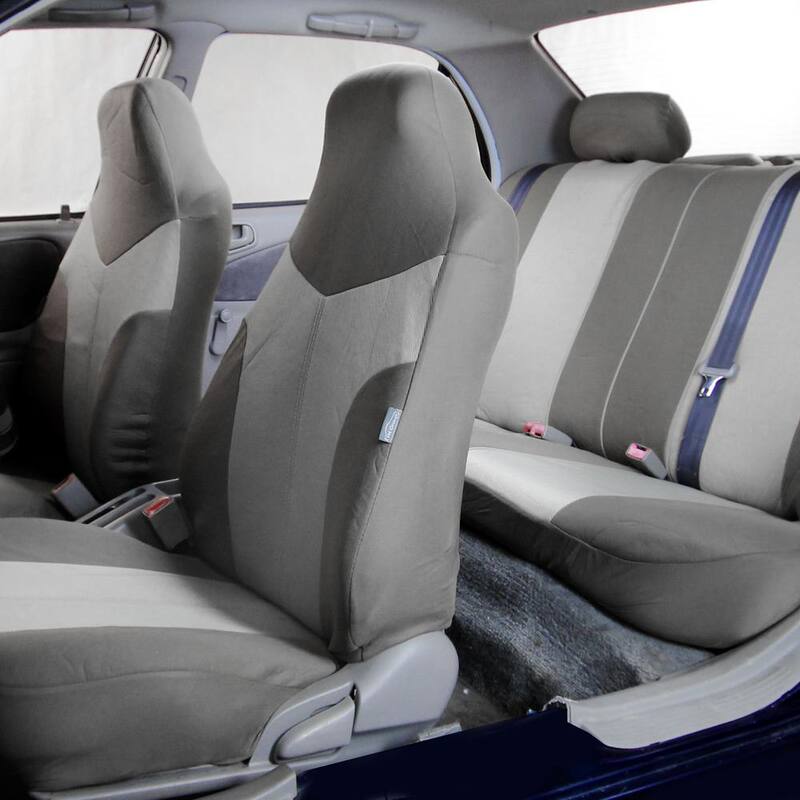 FH Group Supreme Twill Fabric 47 in. x 23 in. x 2 in. Universal Fit Full Set Car Seat Covers - DMFB101GRAY115