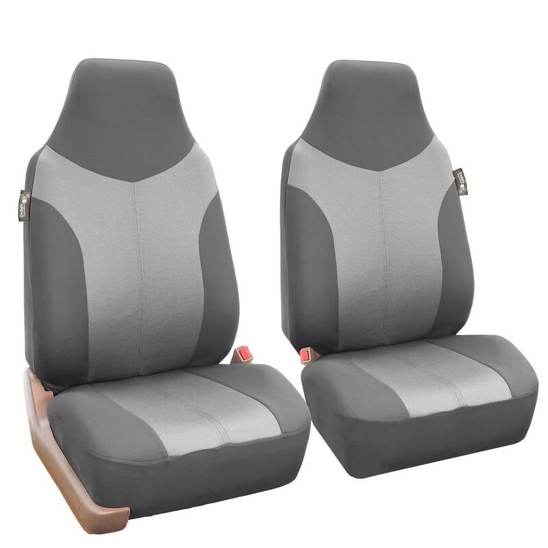 FH Group Supreme Twill Fabric 47 in. x 23 in. x 2 in. Universal Fit Full Set Car Seat Covers - DMFB101GRAY115