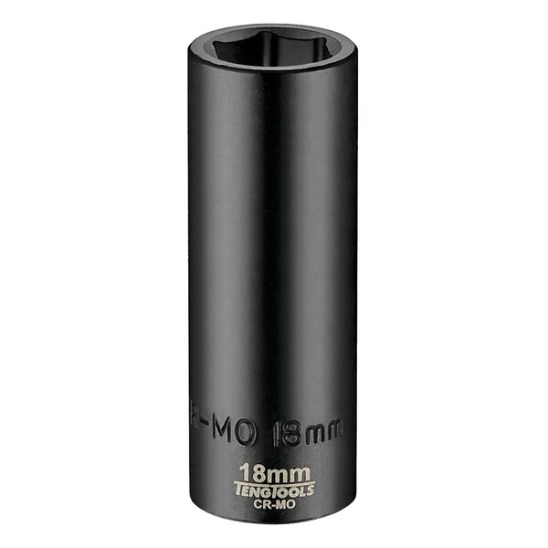 Teng Tools 18MM 1/2 Inch Drive ANSI 6 Point Metric Deep Chrome Molybdenum Impact Socket - 920618AN