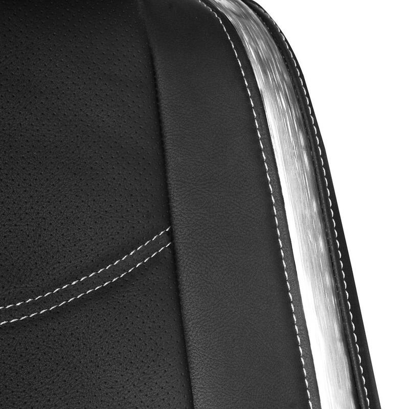 FH Group Galaxy13 Metallic Striped Deluxe Leatherette 47 in. x 23 in. x 1 in. Full Set Seat Covers - DMPU013115WHITE