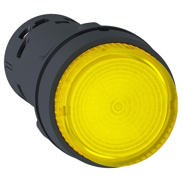 Botón de pulsador iluminado monolítico Schneider Electric, Harmony XB7, plástico, amarillo, 22mm, LED integrado, retorno por resorte, 24V AC DC, 1NC - XB7NW38B1