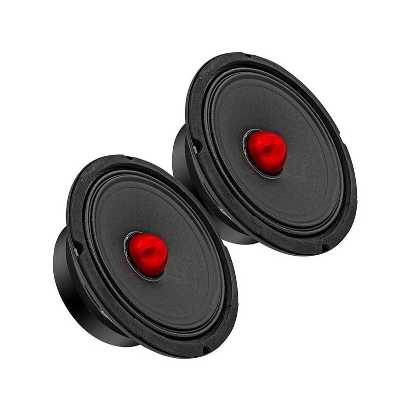 Lukyamzn 6.5 in. Mid-Range Red Aluminium Bullet Pro Audio Car Speaker in Black with 1000-Watt Max Loudspeaker, 4 Ohms - SA17-227B114
