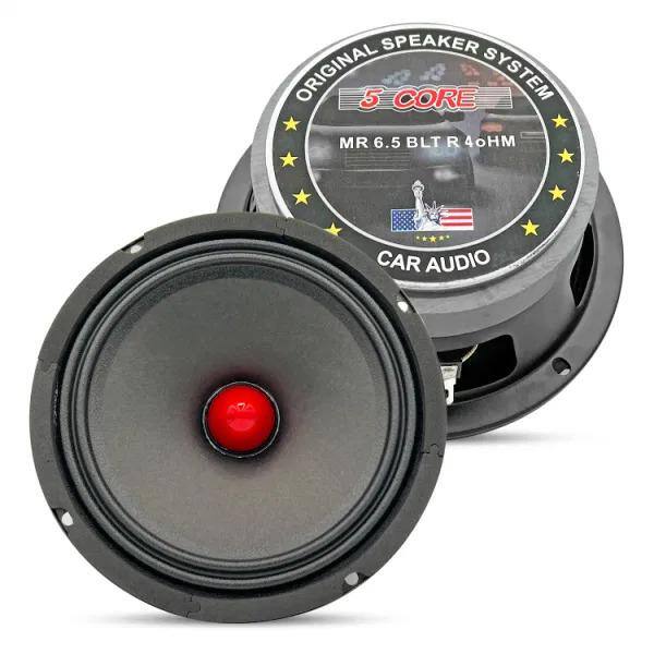 Lukyamzn 6.5 in. Mid-Range Red Aluminium Bullet Pro Audio Car Speaker in Black with 1000-Watt Max Loudspeaker, 4 Ohms - SA17-227B114