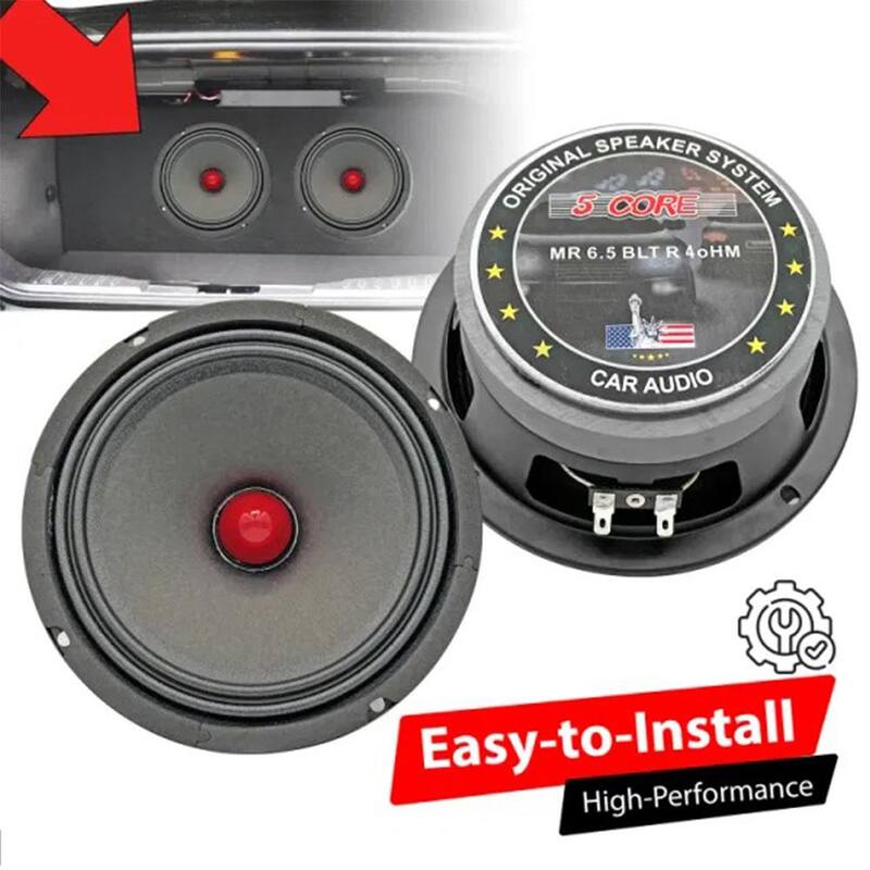 Lukyamzn 6.5 in. Mid-Range Red Aluminium Bullet Pro Audio Car Speaker in Black with 1000-Watt Max Loudspeaker, 4 Ohms - SA17-227B114