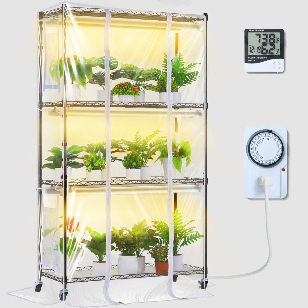 VEVOR Plant Stand with Grow Lights 4 Tiers 180W 59.1" Tall Plant Grow Shelf - GNZWJ150CM90IAWE4V1