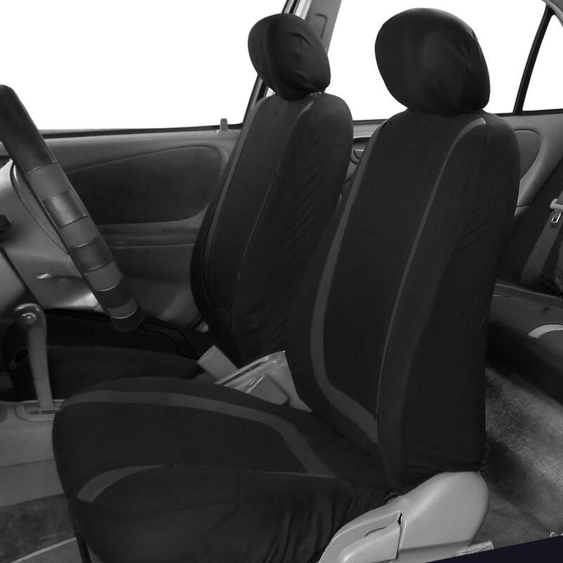 FH Group Unique Flat Cloth 47 in. x 23 in. x 1 in. Seat Covers - Front - DMFB032102BLACK