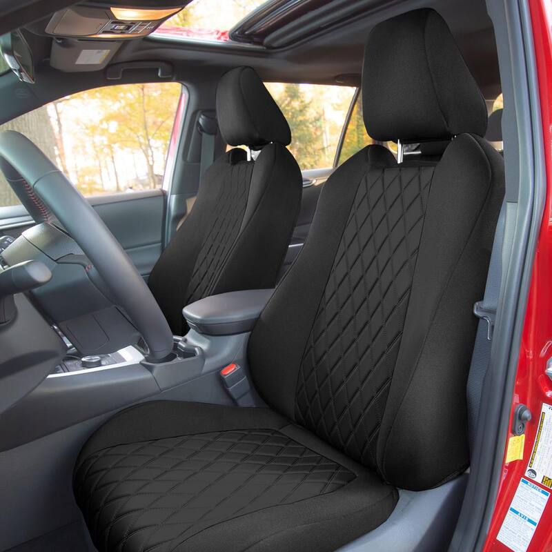 FH Group Neosupreme Custom Fit Seat Covers for 2019-2024 Toyota Rav4 LE to XLE to Limited - DMCM5011BLACK-FRONT