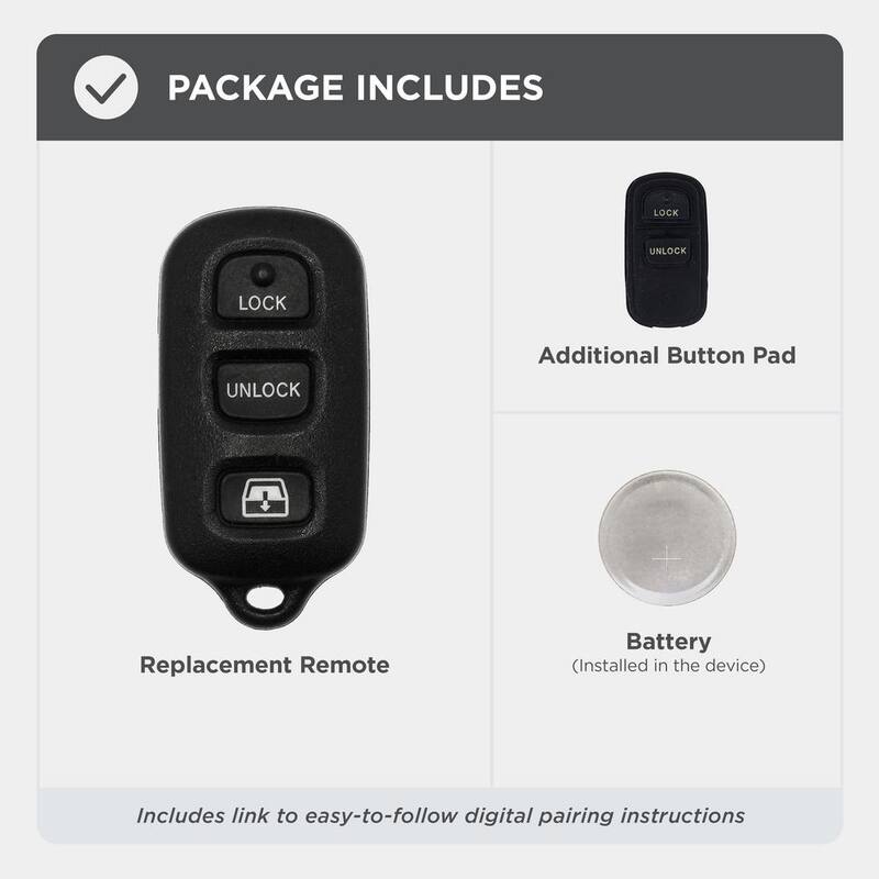 Car Keys Express Replacement Toyota Remote w/ 4-Button Functionality - Lock, Unlock, Panic, and Hatch Glass, DIY Pairing Device Included - TORM-M0RE