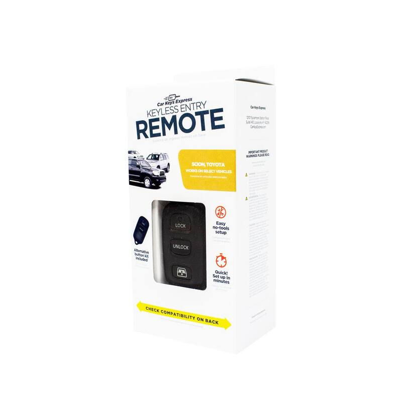 Car Keys Express Replacement Toyota Remote w/ 4-Button Functionality - Lock, Unlock, Panic, and Hatch Glass, DIY Pairing Device Included - TORM-M0RE