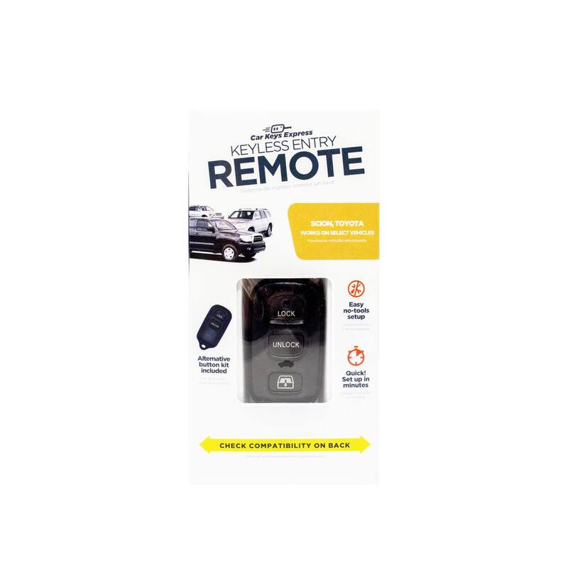 Car Keys Express Replacement Toyota Remote w/ 4-Button Functionality - Lock, Unlock, Panic, and Hatch Glass, DIY Pairing Device Included - TORM-M0RE