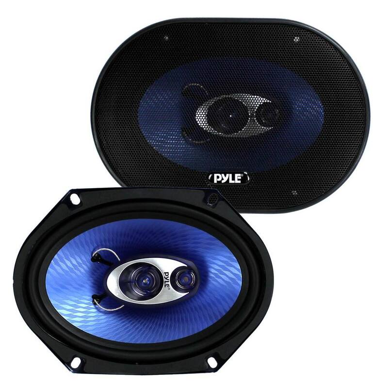 PYLE 6 in. x 8 in. 360-Watt Blue Pair 3-Way Car Coaxial Audio Speakers Stereo - PL683BL