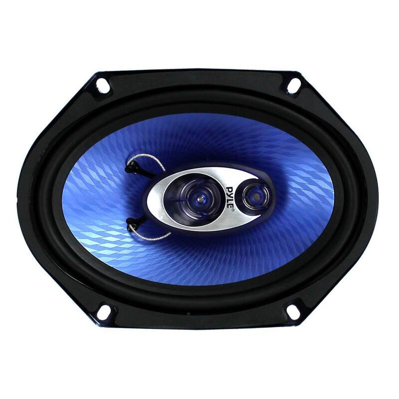 PYLE 6 in. x 8 in. 360-Watt Blue Pair 3-Way Car Coaxial Audio Speakers Stereo - PL683BL