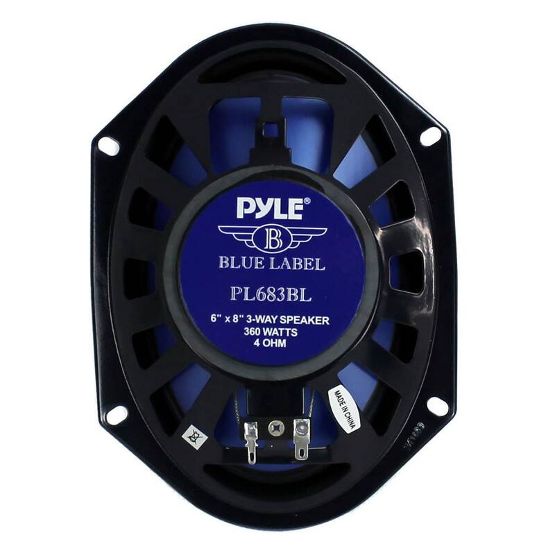PYLE 6 in. x 8 in. 360-Watt Blue Pair 3-Way Car Coaxial Audio Speakers Stereo - PL683BL
