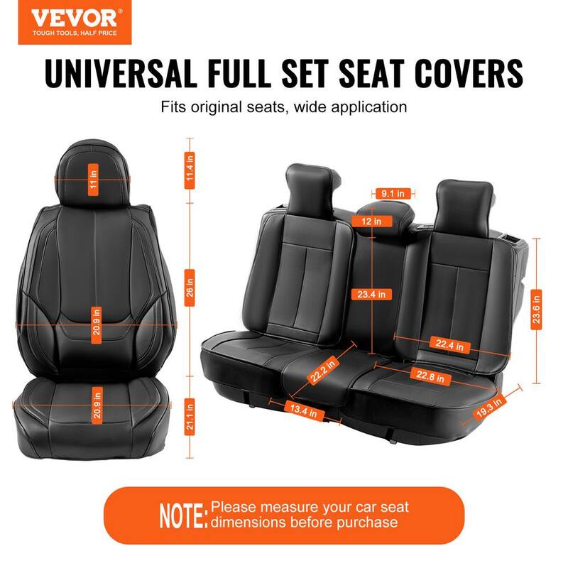 VEVOR Seat Covers, Universal Car Seat Covers Full Set Seats, Front and Rear Seat, 13 pcs Faux Leather Seat Cover - ZTHSPGTDSTYXSX615V0-0805