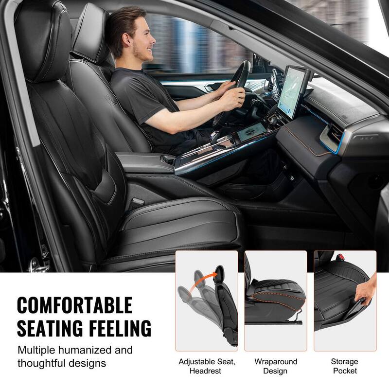 VEVOR Seat Covers, Universal Car Seat Covers Full Set Seats, Front and Rear Seat, 13 pcs Faux Leather Seat Cover - ZTHSPGTDSTYXSX615V0-0805