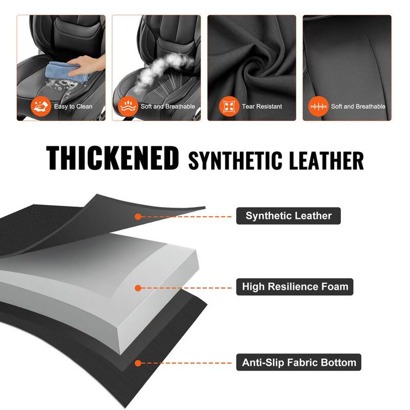VEVOR Seat Covers, Universal Car Seat Covers Full Set Seats, Front and Rear Seat, 13 pcs Faux Leather Seat Cover - ZTHSPGTDSTYXSX615V0-0805