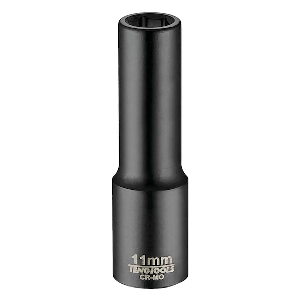 Teng Tools 11MM 1/2 Inch Drive ANSI 6 Point Metric Deep Chrome Molybdenum Impact Socket - 920611AN