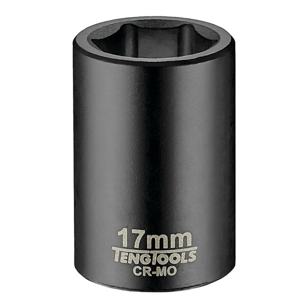 Teng Tools 17MM 1/2 Inch Drive ANSI 6 Point Metric Shallow Chrome Molybdenum Impact Socket - 920517AN