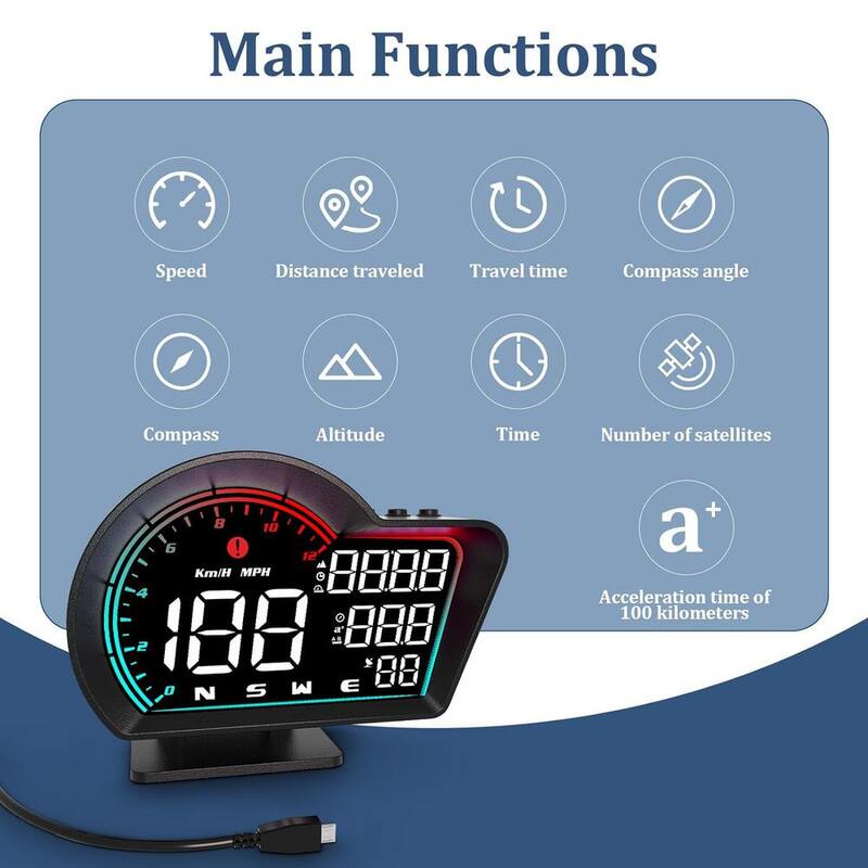 Etokfoks Heads Up Display for Cars GPS Speedometer Suitable for All Cars, Head up Display MPH, USB Connection Plug-and-Play - MLSA04-3LT213
