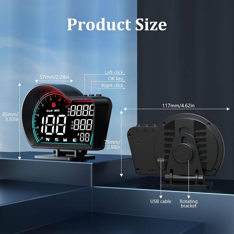 Etokfoks Heads Up Display for Cars GPS Speedometer Suitable for All Cars, Head up Display MPH, USB Connection Plug-and-Play - MLSA04-3LT213