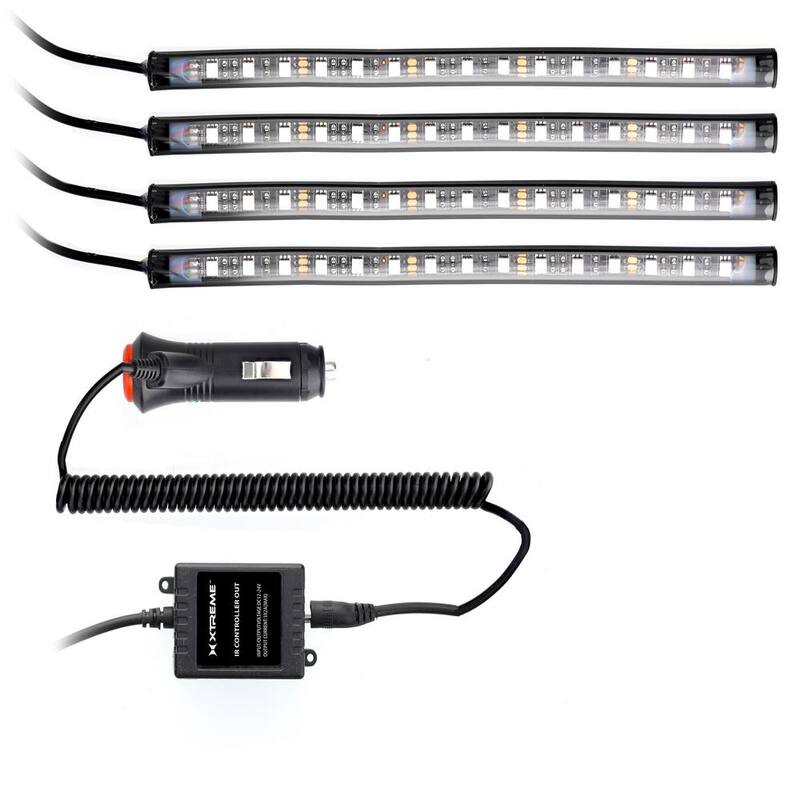 XTREME Bluetooth LED Car Accent Light Strip (4-Pack) - XLB7-1030-BLK