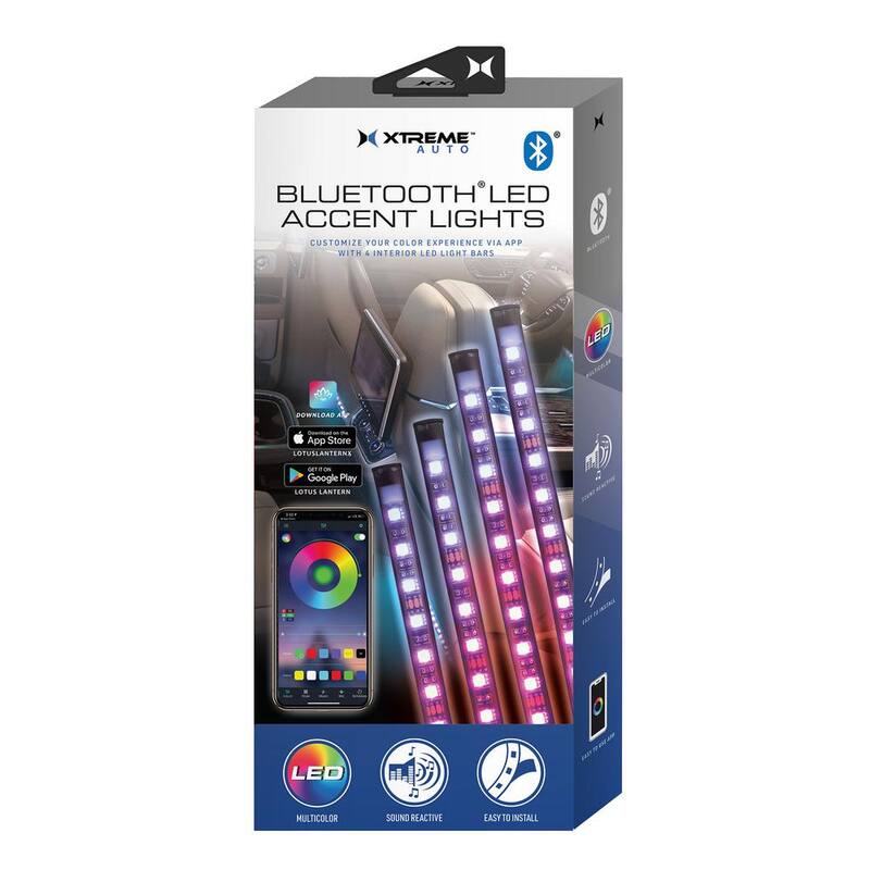 XTREME Bluetooth LED Car Accent Light Strip (4-Pack) - XLB7-1030-BLK