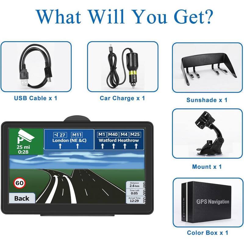 Etokfoks GPS Navigation for Car 2024 Map 7 in. Touch Screen GPS Voice Turn Direction Guidance Support Speed and Red Light Warning - MLSA04-3LT215
