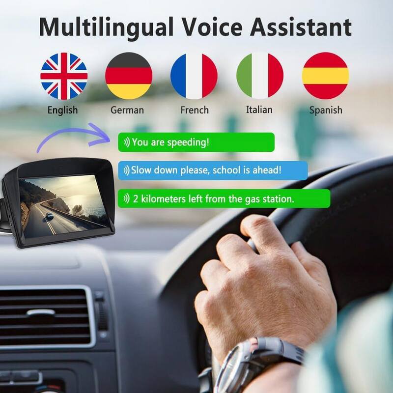 Etokfoks GPS Navigation for Car 2024 Map 7 in. Touch Screen GPS Voice Turn Direction Guidance Support Speed and Red Light Warning - MLSA04-3LT215