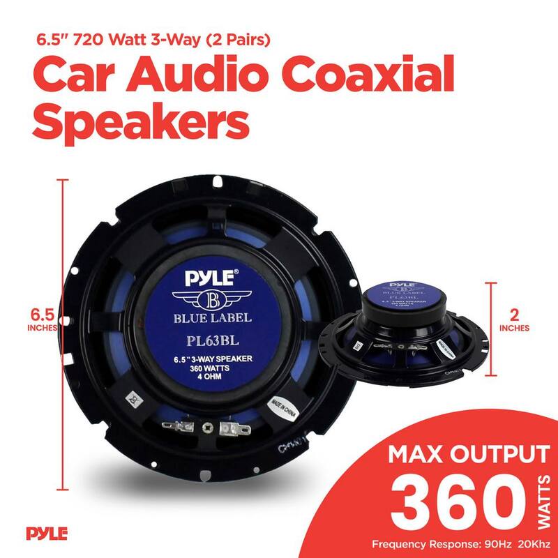 Unbranded 6.5 in. 720-Watt 3-Way Car Audio Coaxial Speakers Blue Stereo - 2 x PL63BL