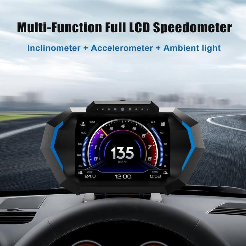 Etokfoks Heads Up Display for Car, OBD+GPS Multi-Data Monitor Digital Speedometer, Overspeed Alarm RPM Pressure Smart Gauge HUD - MLSA04-3LT223