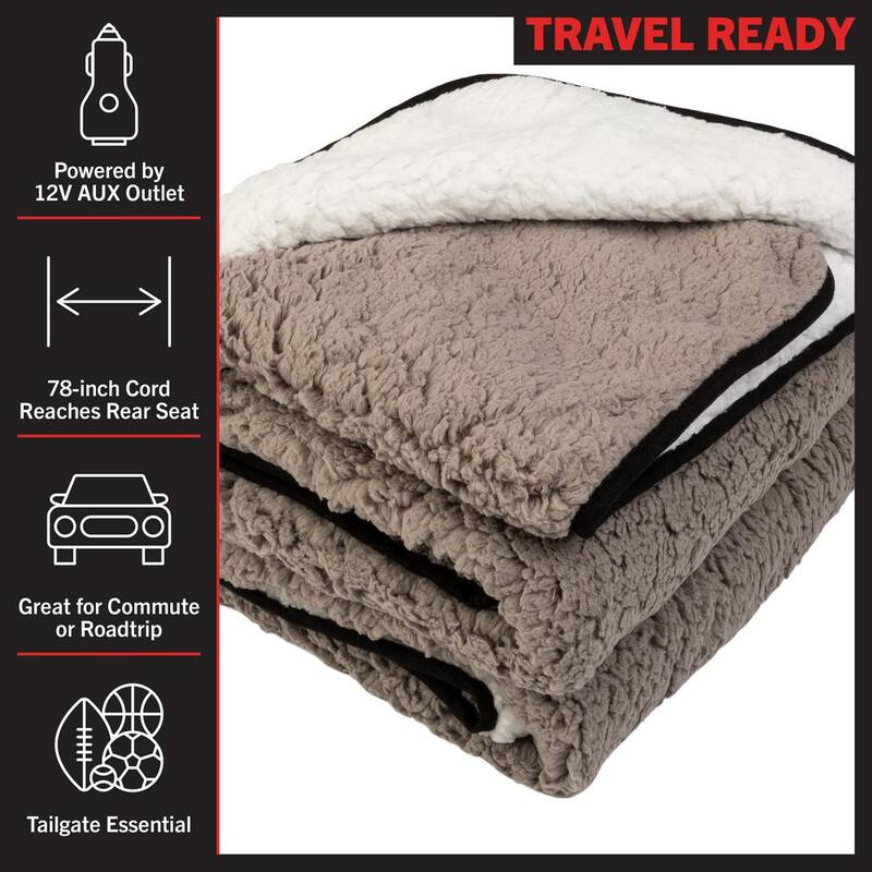 Stalwart Heated Blanket 2-Pack - Portable 12-Volt Electric Travel Blanket Set for Car, Truck, or RV (Gray) - 75-CAR2016