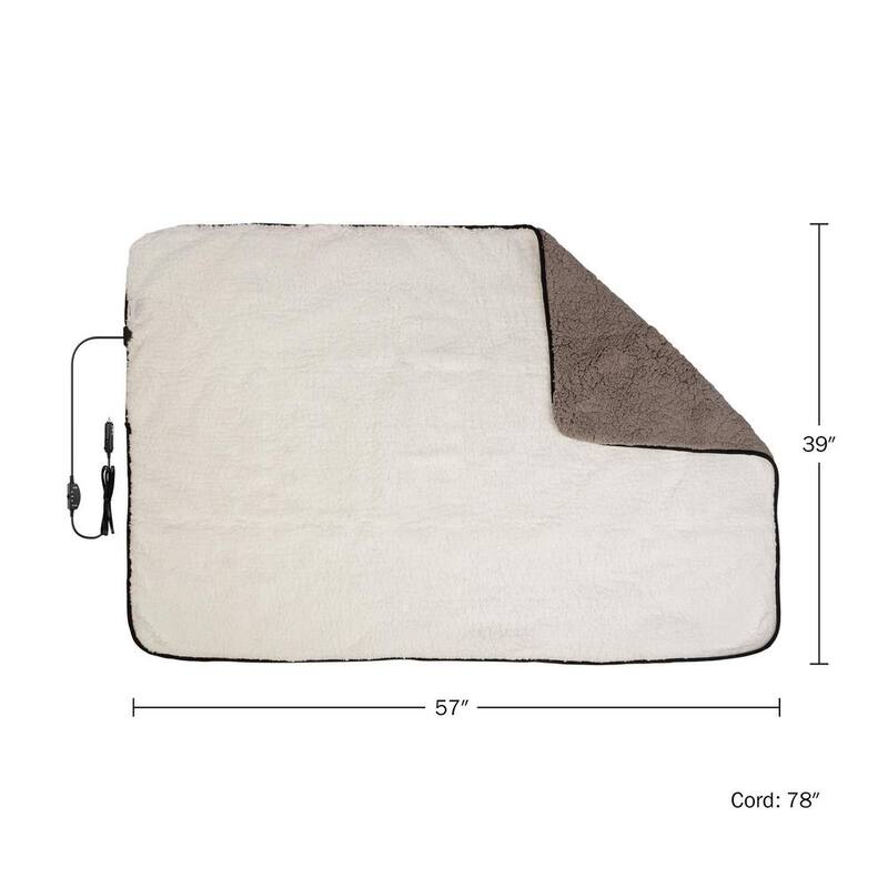 Stalwart Heated Blanket 2-Pack - Portable 12-Volt Electric Travel Blanket Set for Car, Truck, or RV (Gray) - 75-CAR2016