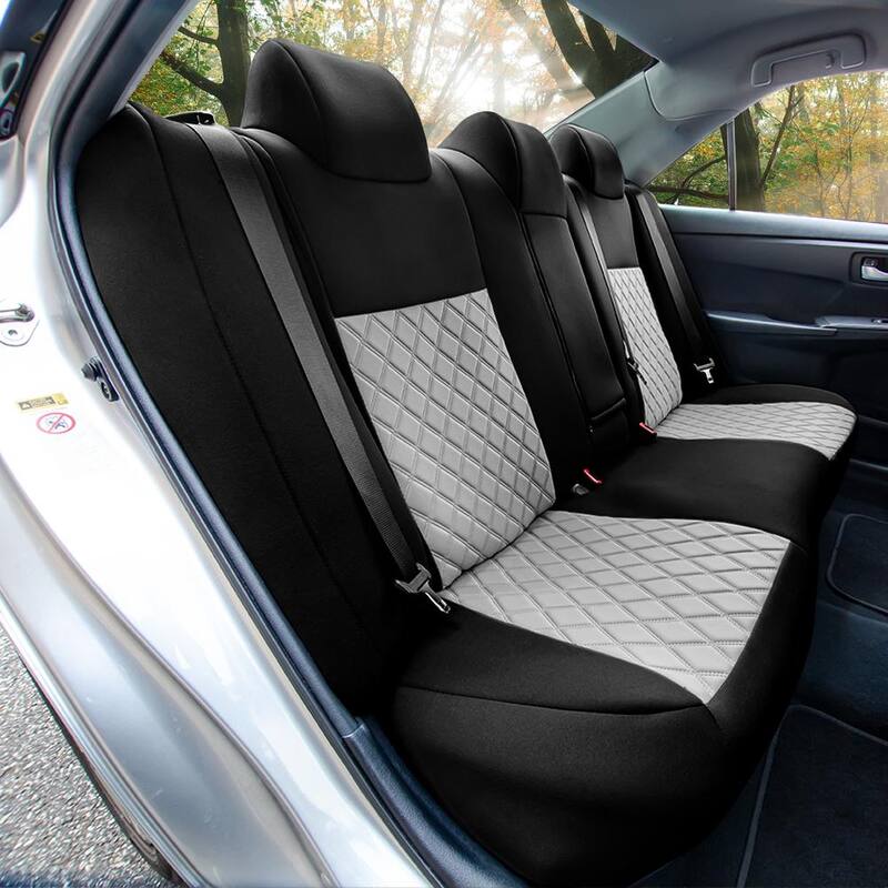 FH Group Neoprene Waterproof Custom Fit Seat Covers for 2012 - 2017 Toyota Camry LE to SE to XSE to XLE - DMCM5005GRAY-REAR