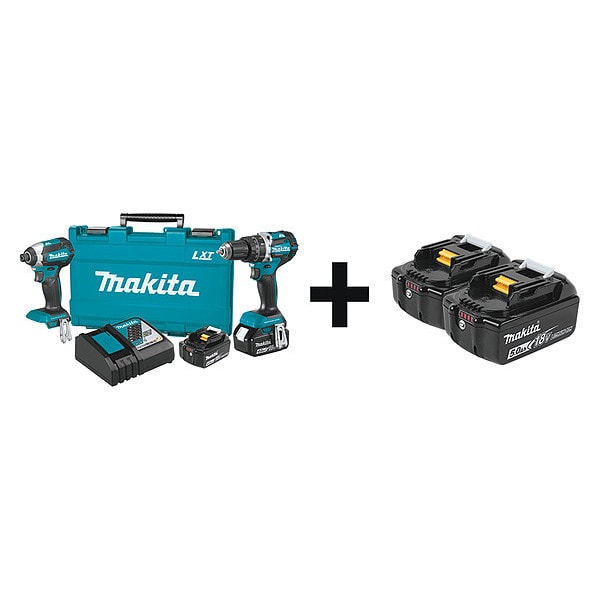 Makita Cordless Combo Kit, 18.0V, 2 Tools, 4.0Ah - XT269M + BL1850B-2