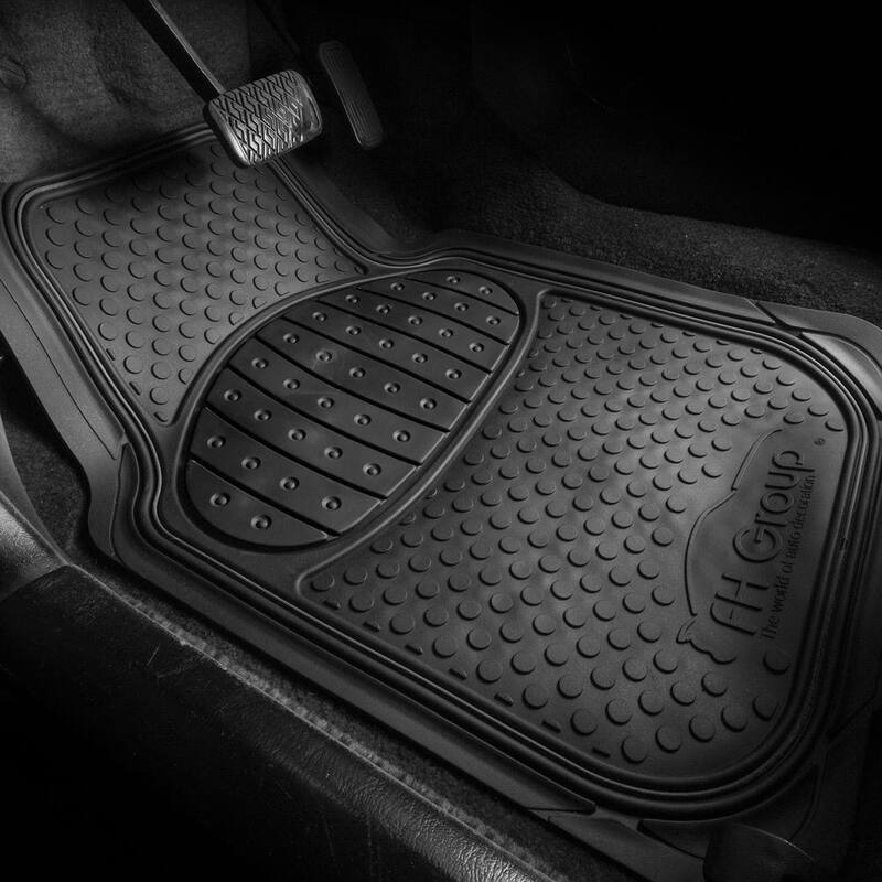 FH Group Heavy Duty ClimaProof Trimmable Touchdown Non-Slip Rubber Floor Mats Front 27.5 x 18.5, Rear 52 x 16 inches Full Set - DMF11500BLACK