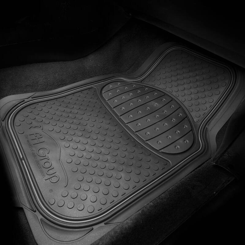 FH Group Heavy Duty ClimaProof Trimmable Touchdown Non-Slip Rubber Floor Mats Front 27.5 x 18.5, Rear 52 x 16 inches Full Set - DMF11500BLACK
