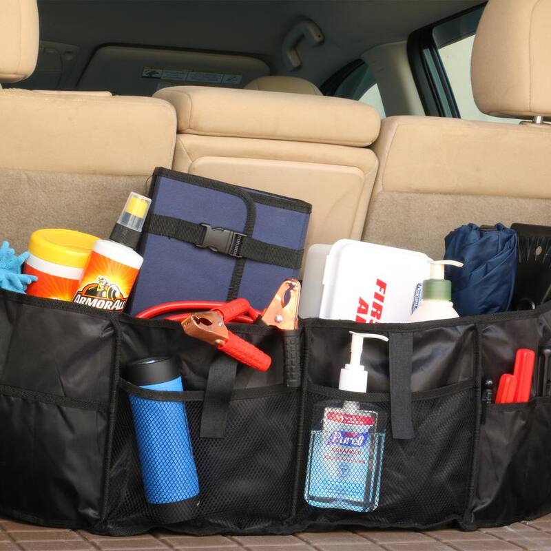 Armor All 12 Compartment Universal Car Trunk Organizer Built-In Cooler, Collapsible - ACO7-1005-BLK