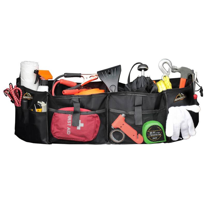 Armor All 12 Compartment Universal Car Trunk Organizer Built-In Cooler, Collapsible - ACO7-1005-BLK