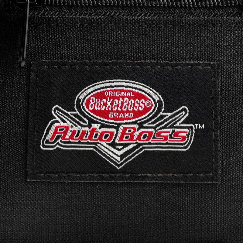 BUCKET BOSS Auto Boss Visor Organizer Interior Car Accessory with Adjustable Elastic Straps and Zipped Pockets in Black - AB30040