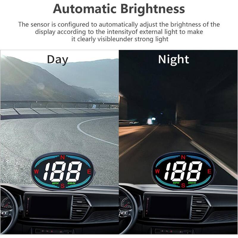 Etokfoks Car Head Up Display Digital Speedometer GPS HUD Car Head Up Display with Speed Compass MPH Plug and Play for All Cars - MLSA04-3LT216