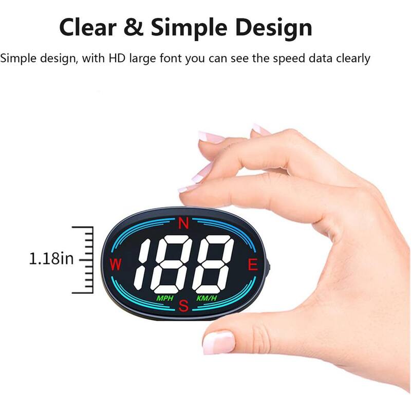 Etokfoks Car Head Up Display Digital Speedometer GPS HUD Car Head Up Display with Speed Compass MPH Plug and Play for All Cars - MLSA04-3LT216